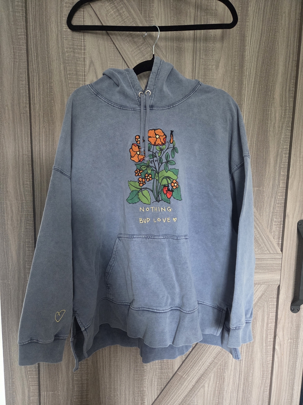 Urban Outfitters Oversized Blue Graphic Hoodie Sweatshirt - Nothing Bud Love